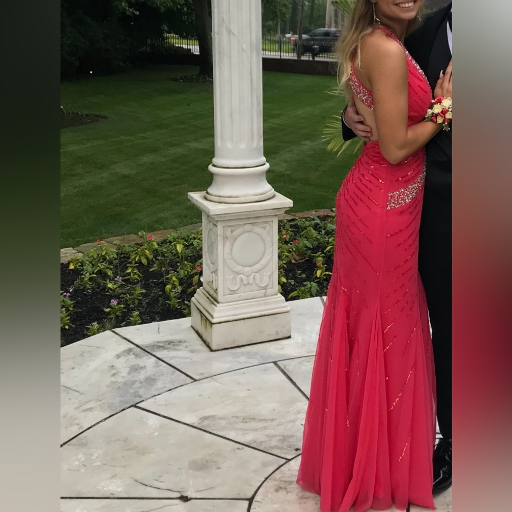 Pink Prom Dress XS + silver beading